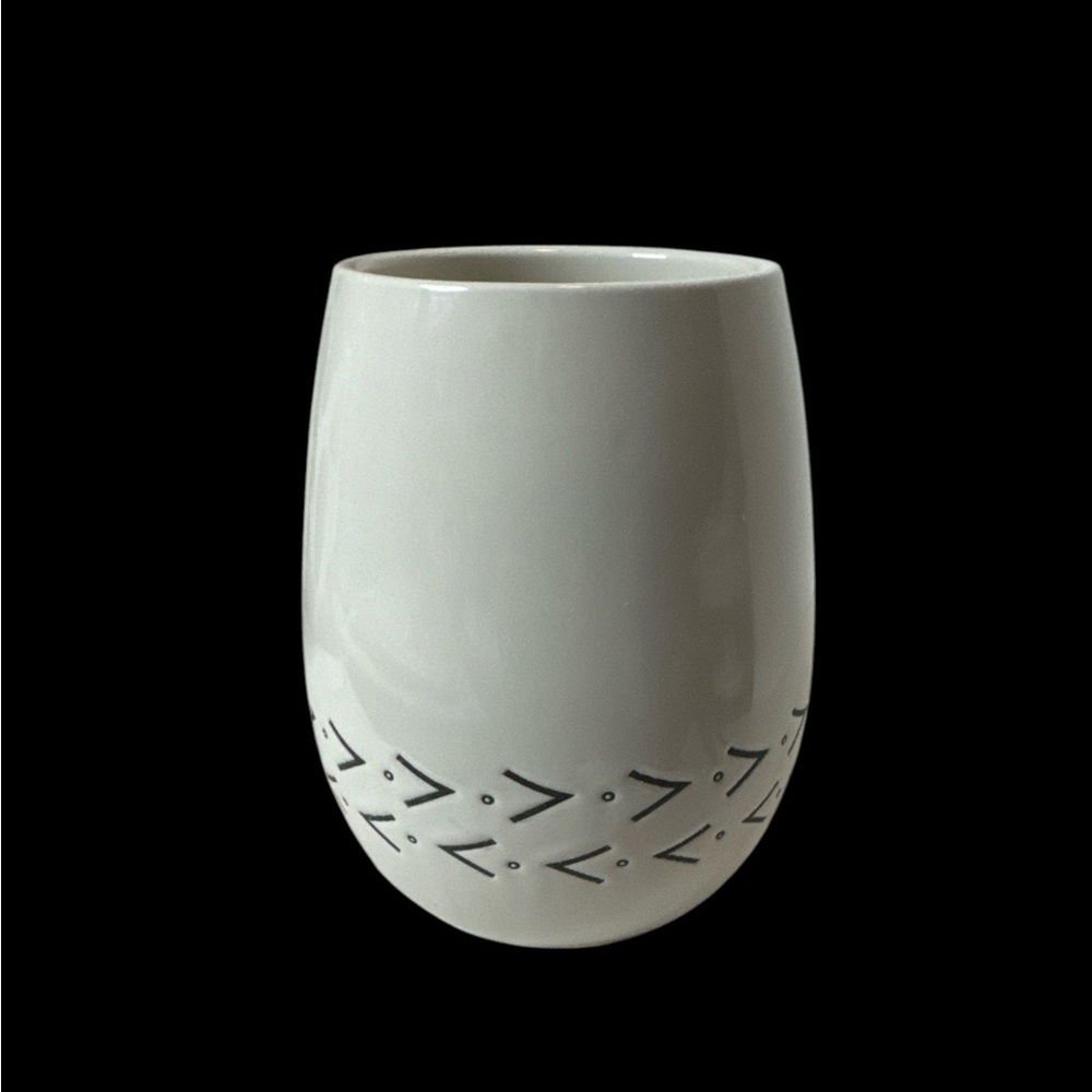 Clay Art Geo Print Stemless Wine Glasses. Ceramic. 15 ounces. (2-L)